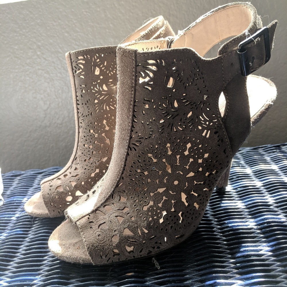 Vince Camuto Suede Peep Toe Heel